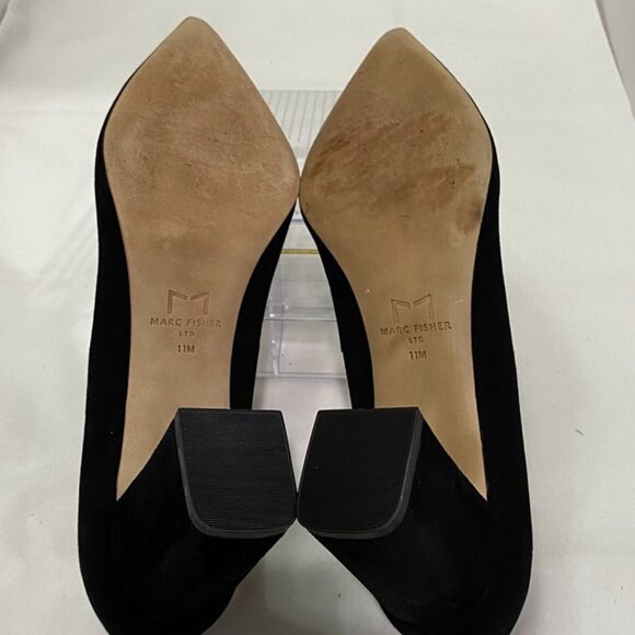 Marc Fisher LTD Black Suede Pointed Toe Block Heel Pumps Size 11M - Picture 12 of 14